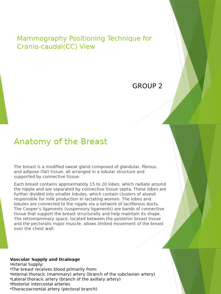 CC View Mammography Technique Guide | PDF | Breast | Vein