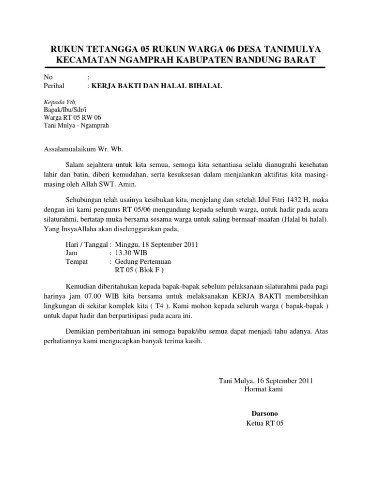 Contoh Surat Teguran Iuran Rt 100percentpaperrecycle