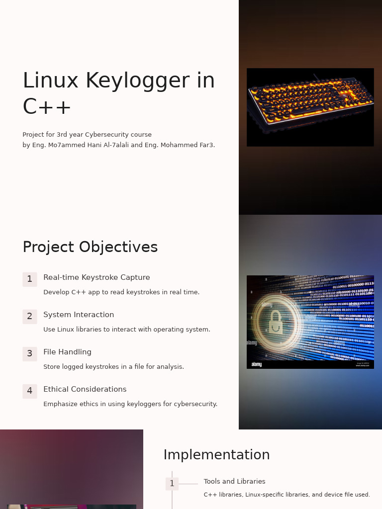 C++ Linux Keylogger Project Overview | PDF