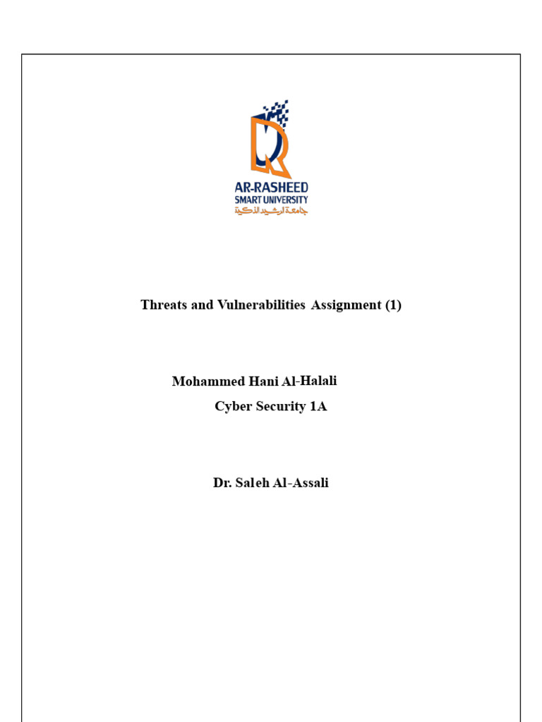 Threats and Vulnerabilities Assignment - Moh | PDF