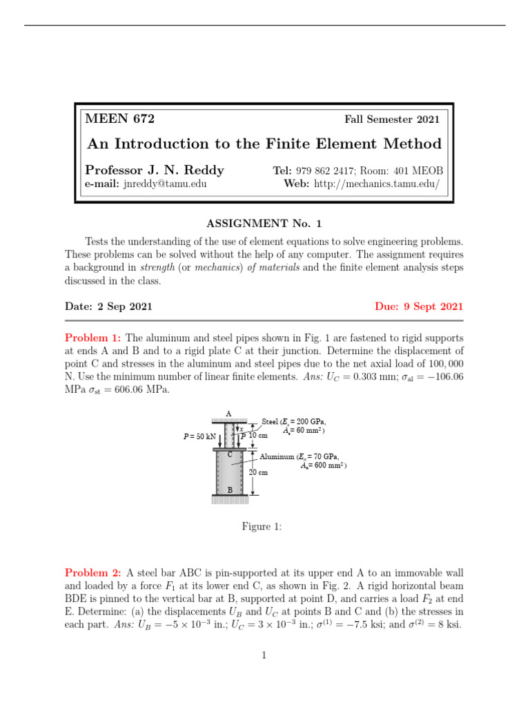 MEEN672F21_A01.pdf (2) | PDF | Finite Element Method | Stress (Mechanics)