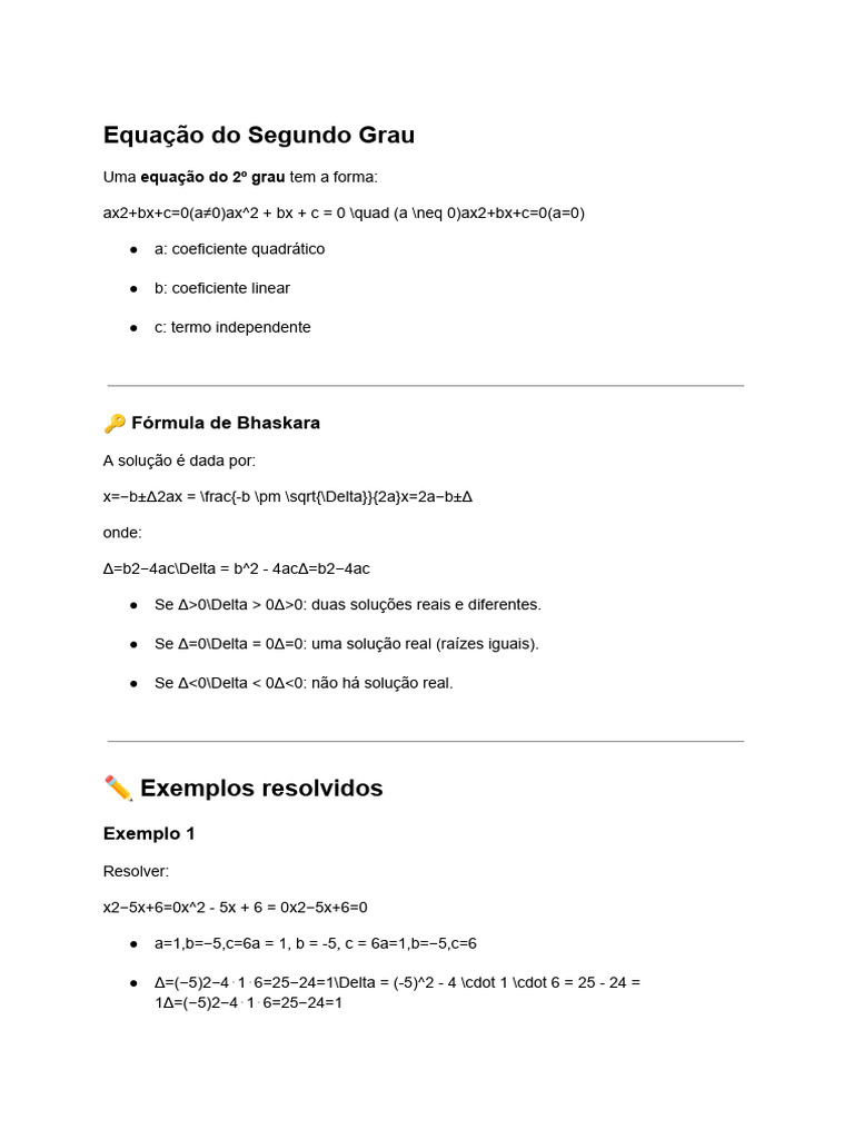 Equação Do Segundo Grau | PDF