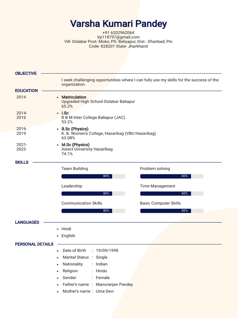 Varsha CV 3 | PDF
