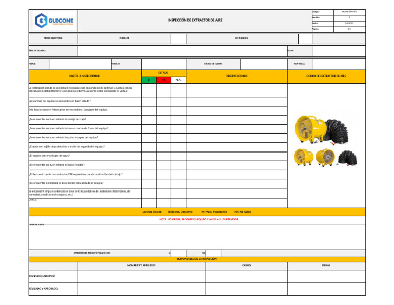 SSOMA-ES-02-F5 Insp. Extractor de Aire | PDF