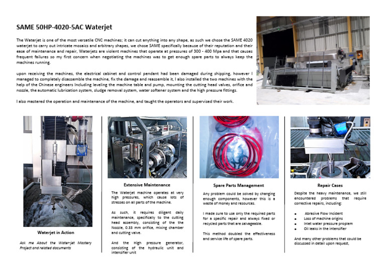 SAME 50HP Waterjet Maintenance Guide | PDF | Machines | Mechanical ...