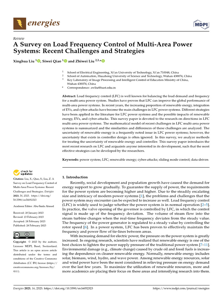 Load Frequency Control in Power Systems | PDF | Wind Power | Electrical ...