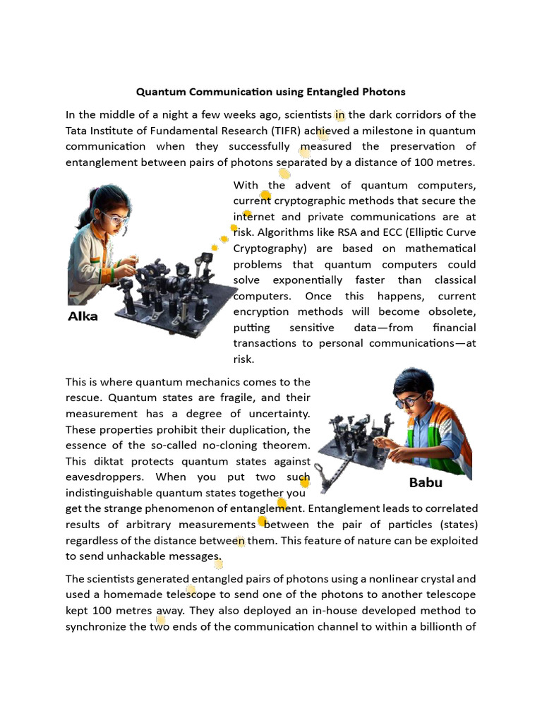 Quantum Communication with Entangled Photons | PDF | Quantum ...