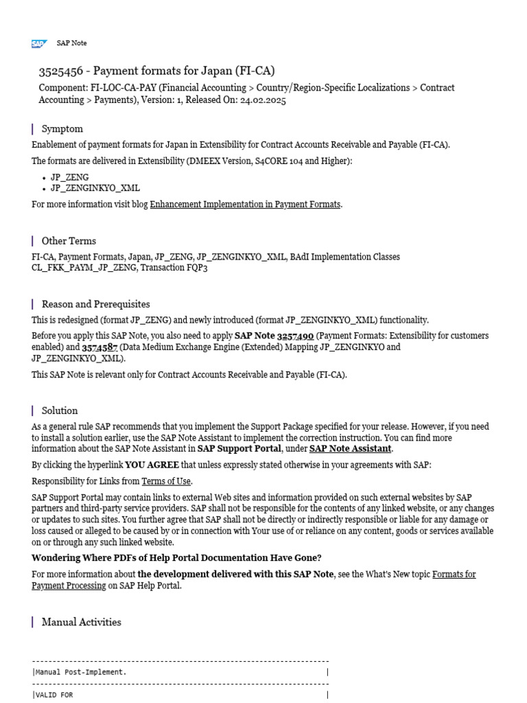 Japan Payment Formats for FI-CA | PDF | Computing | Software Engineering