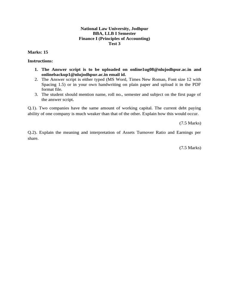 POA Test Instructions and Questions | PDF