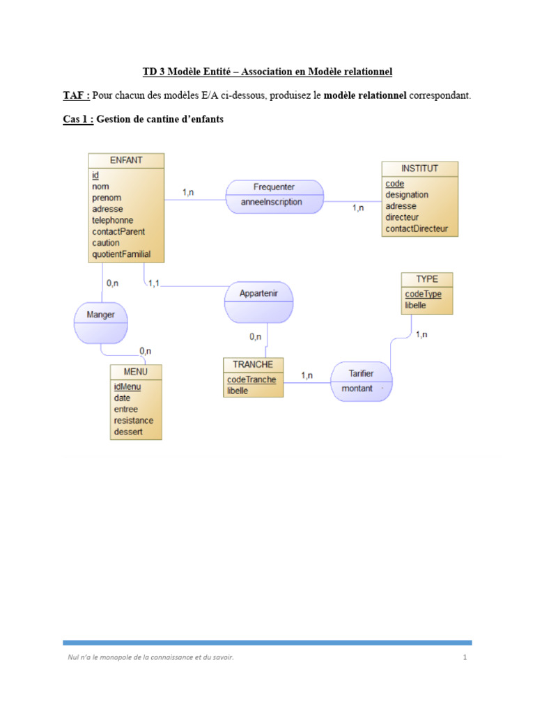 Modèles E/A en Modèle Relationnel | PDF