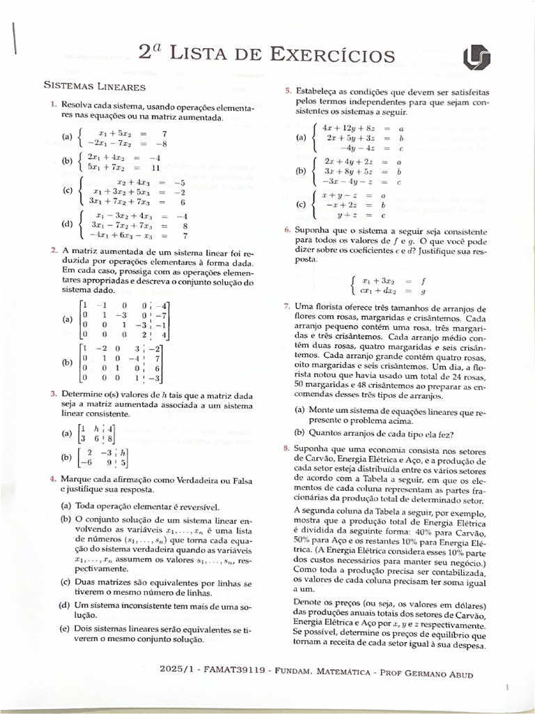 2 Lista de Exercícios 2 | PDF
