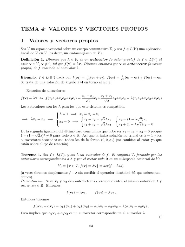 Valores y Vectores Propios en Espacios Vectoriales | PDF | Valores ...