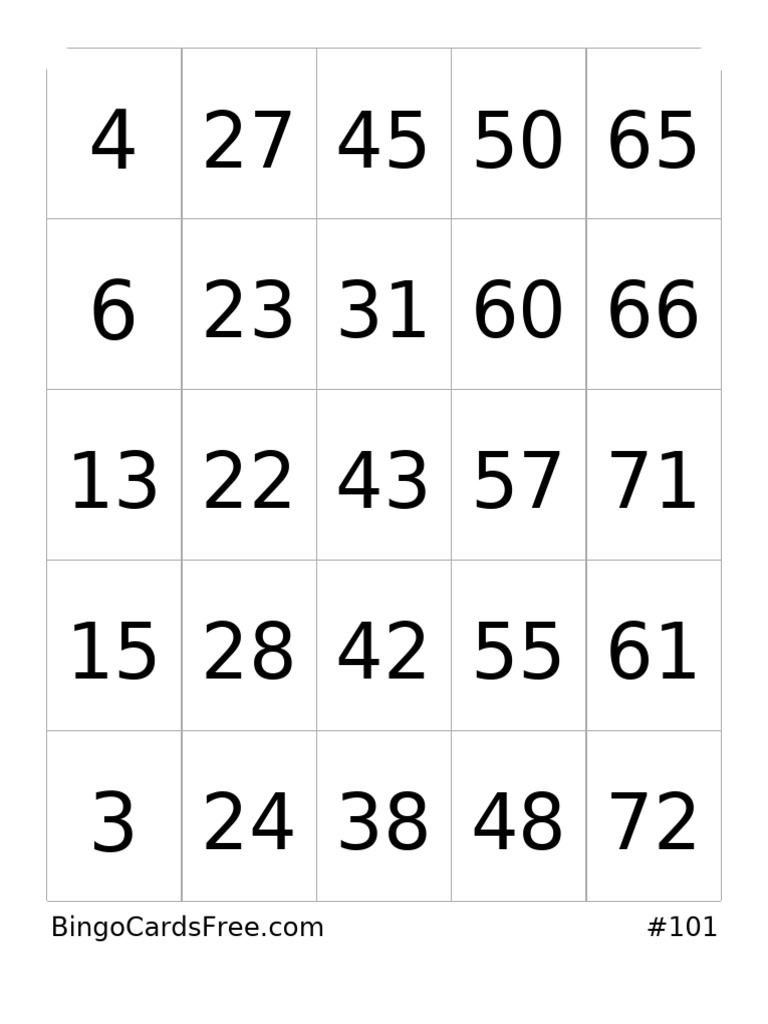 Bingo Card Numbers Overview | PDF