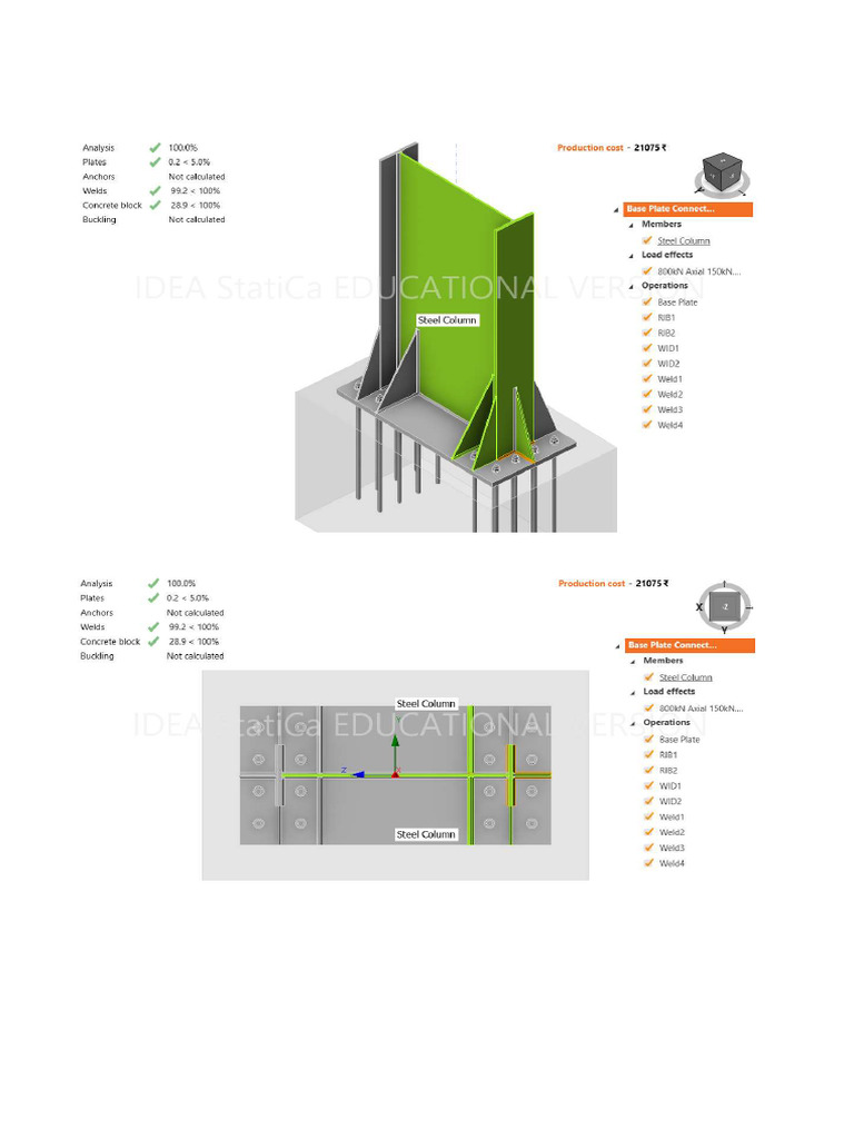 Steel Column Base Plate Connection Design | PDF | Screw | Column