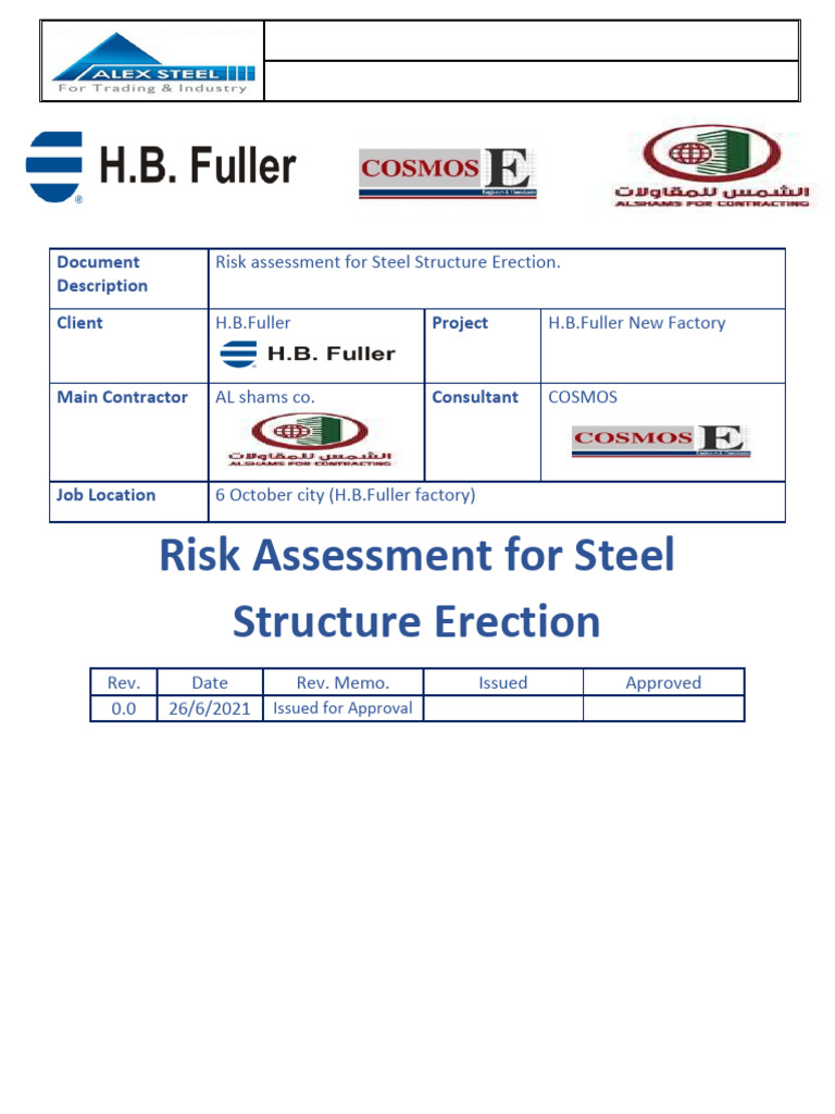 Steel Structure Erection Risk Assessment | PDF | Personal Protective ...