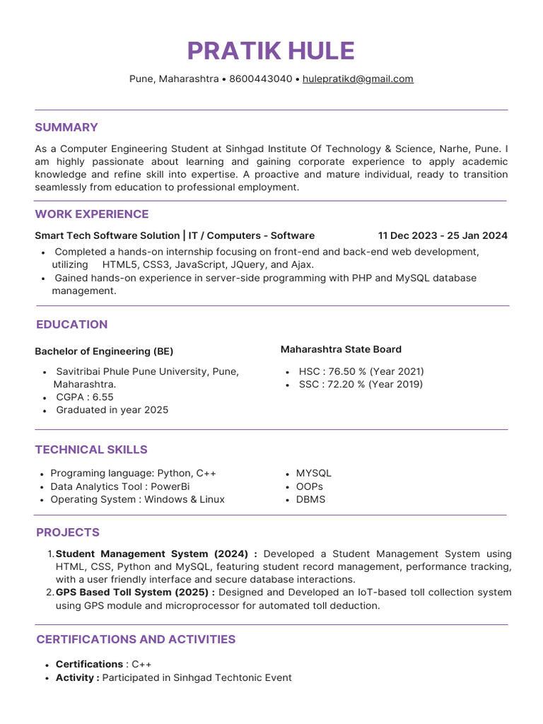 Computer Engineering Student Profile | PDF