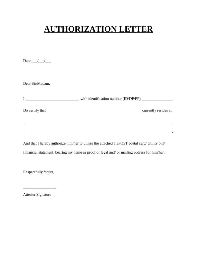 Sample Authorization Letter Template | PDF