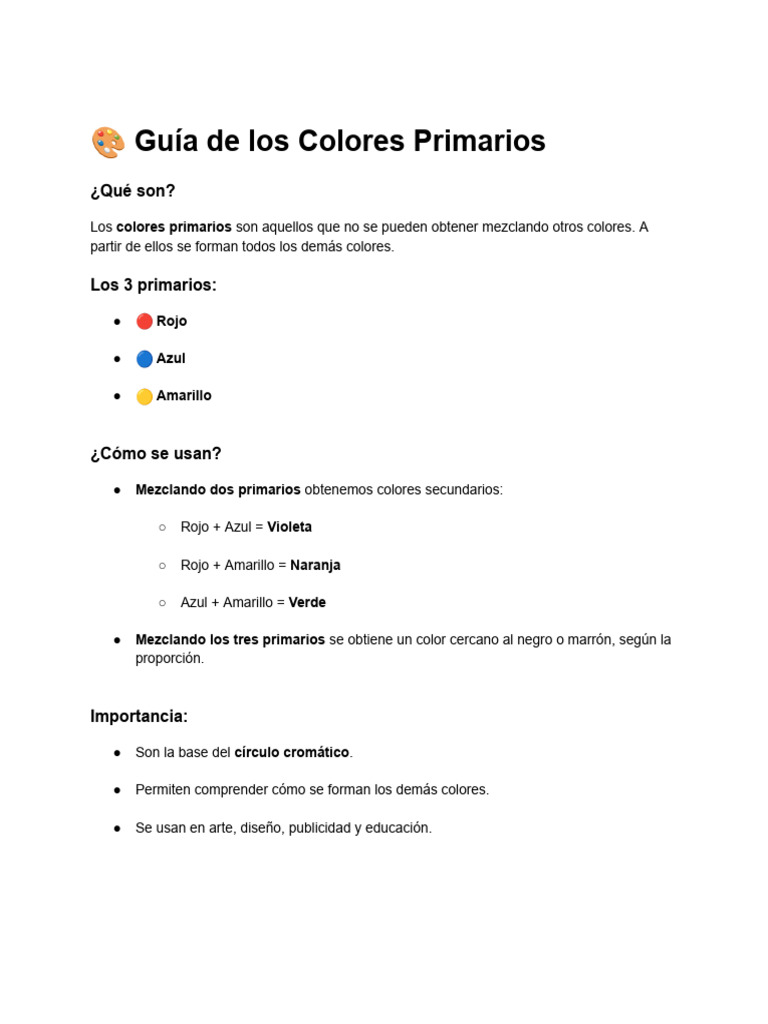 Colores Primarios: Guía Esencial | PDF