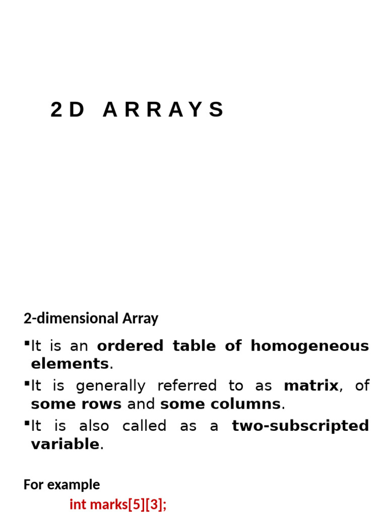 Understanding 2D Arrays in Programming | PDF | Computer Engineering ...