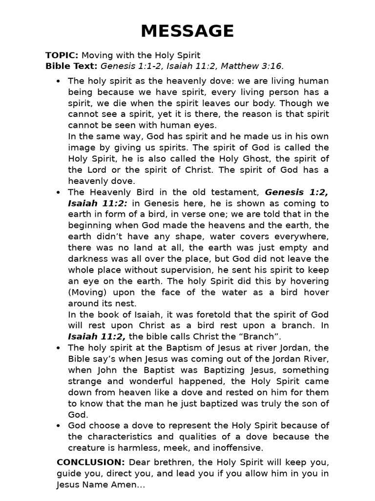 Moving with the Holy Spirit Explained | PDF