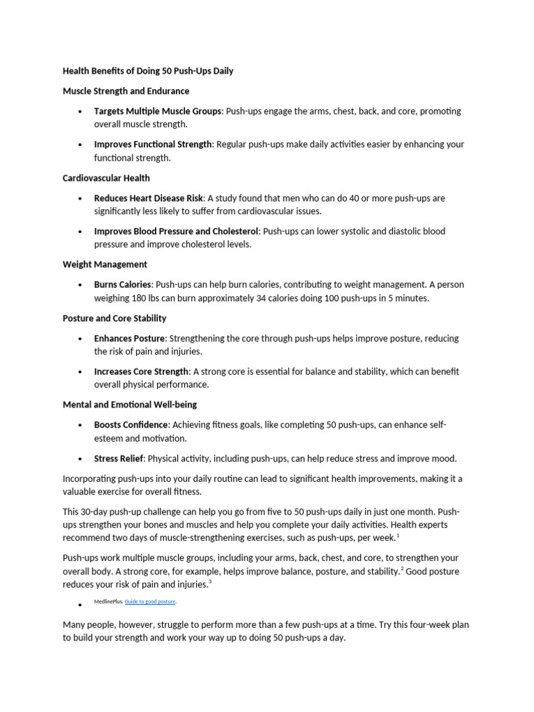 50 Push Ups | PDF | Physical Fitness | Physical Exercise