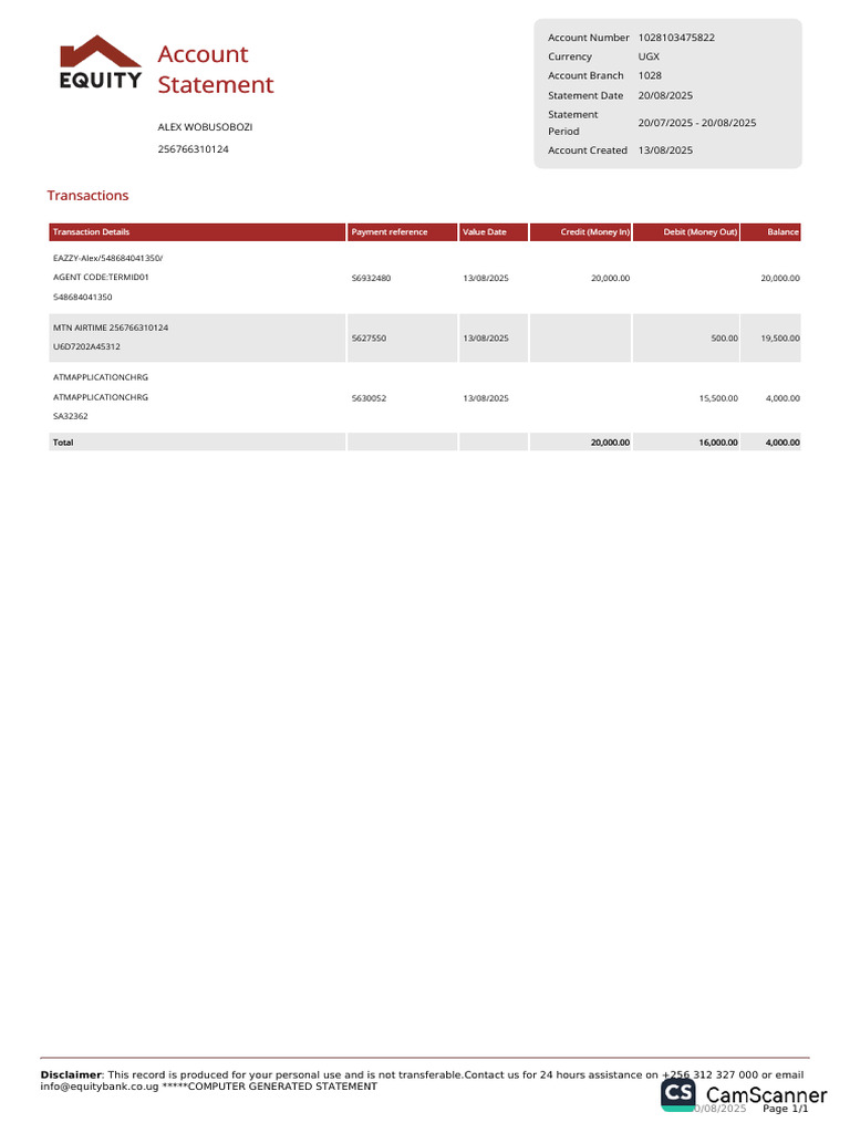 Zenith Bank Account Statement 2025 | PDF