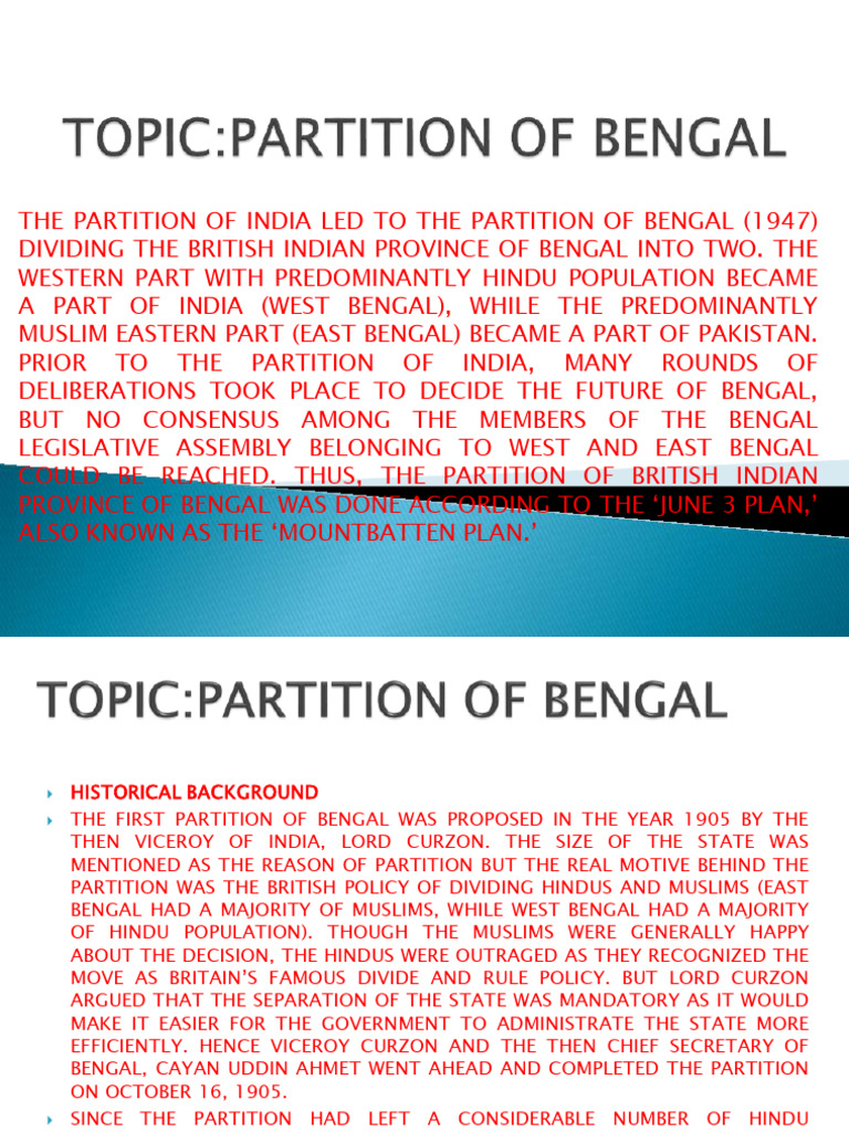 Bengal Partition: Historical Overview | PDF | Partition Of India | Bengal