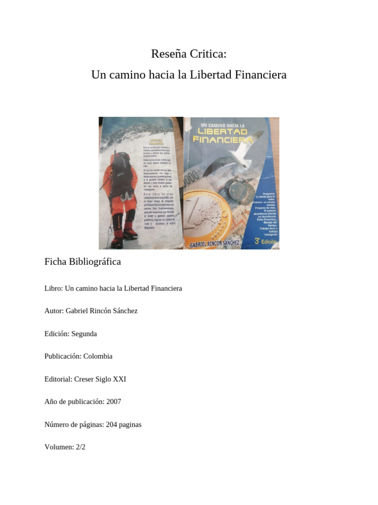 Reseña de "Un camino hacia la Libertad Financiera" | PDF ...