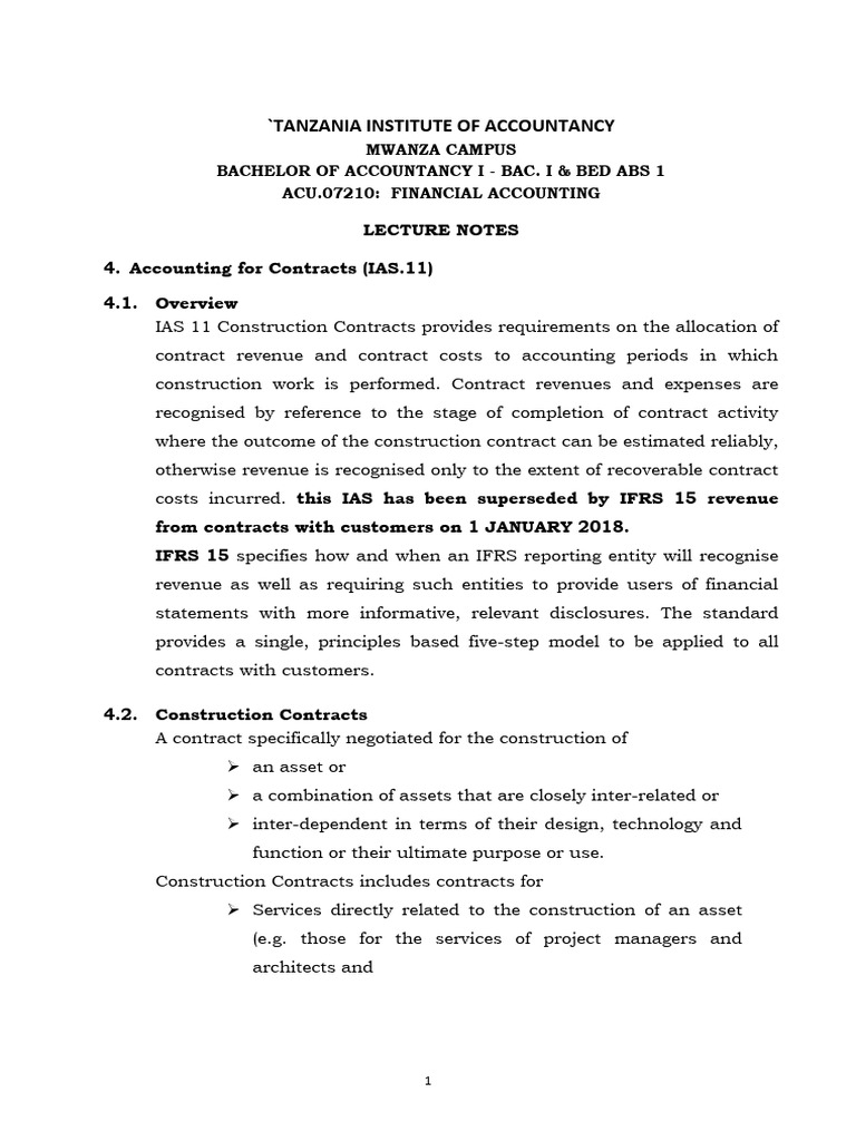 Accounting for Construction Contracts | PDF | Revenue | International ...