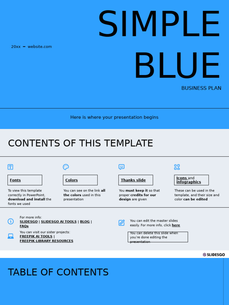 Simple Blue Business Plan by Slidesgo | PDF | Marketing | Business