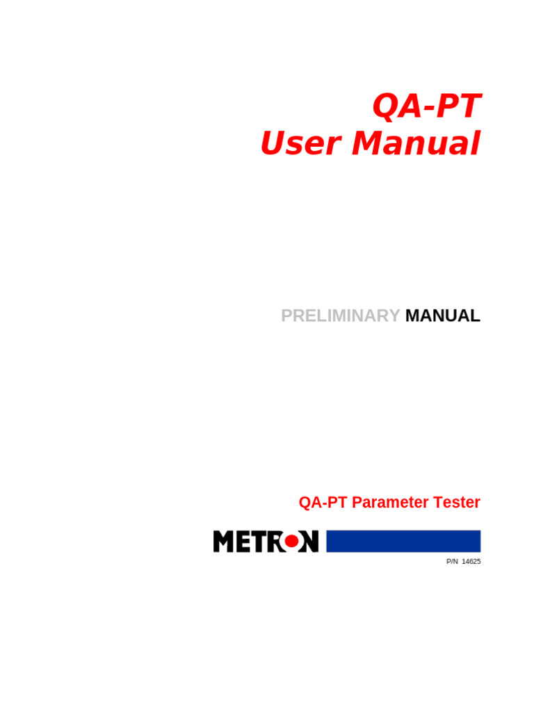 QA-PT Parameter Tester User Manual | PDF | Heart | Cardiac ...