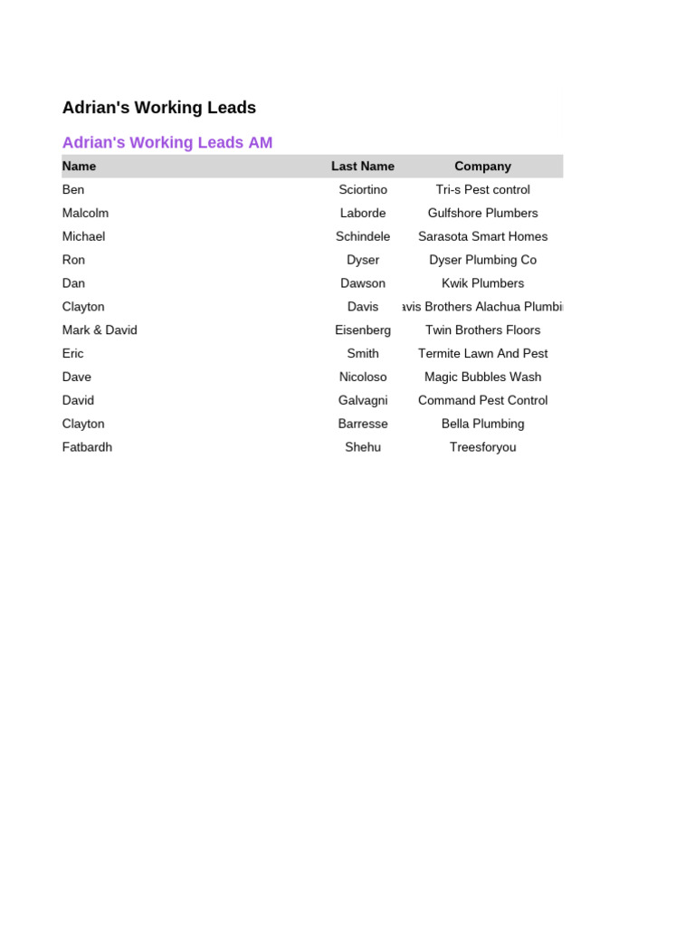 Adrian S Working Leads 1736441506 | PDF