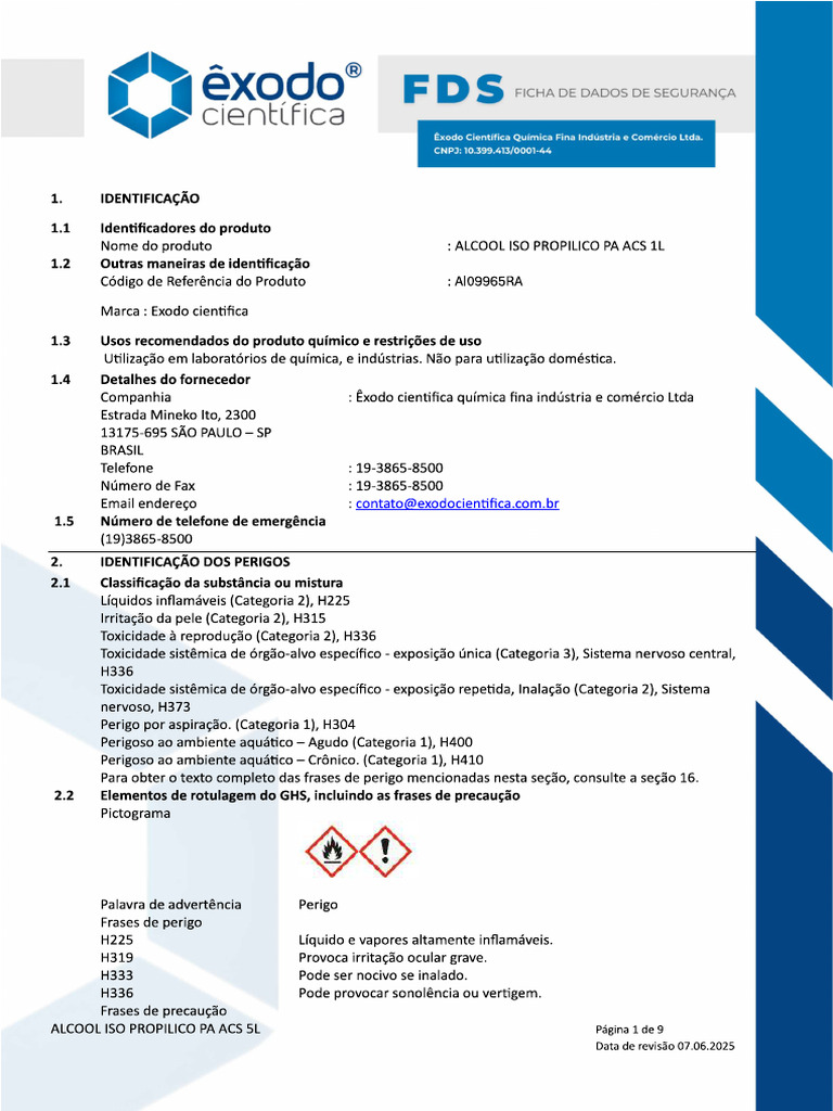Alcool Iso Propilico Pa Acs 1l Fds | PDF