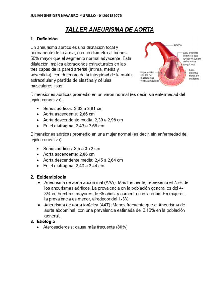 Aneurisma de Aorta: Definición y Manejo | PDF | Aorta | Abdomen
