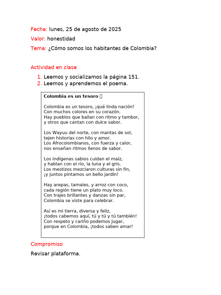 Actividades Sociales 1° Semana Del 25 Al 29 de Agosto | PDF