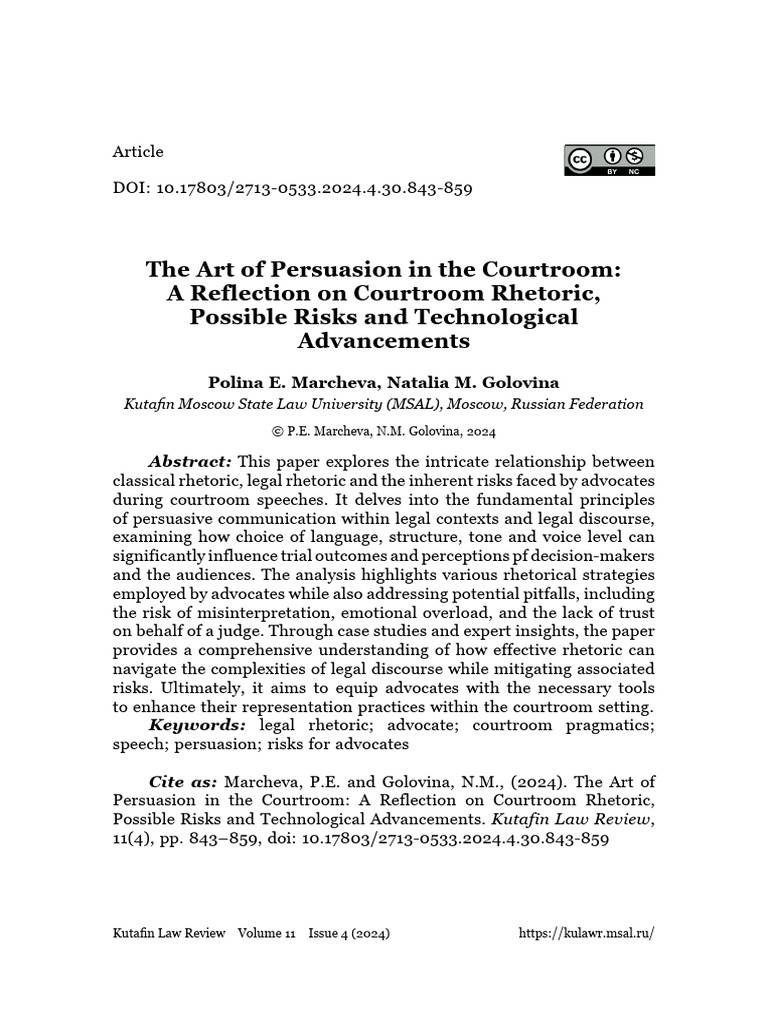 Courtroom Rhetoric: Persuasion & Risks | PDF | Rhetoric | Public Speaking
