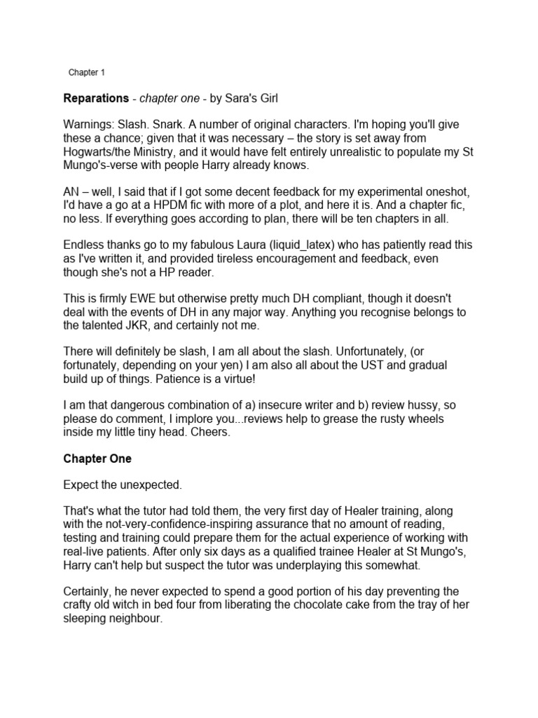 Reparations by Sara's Girl | PDF | Harry Potter