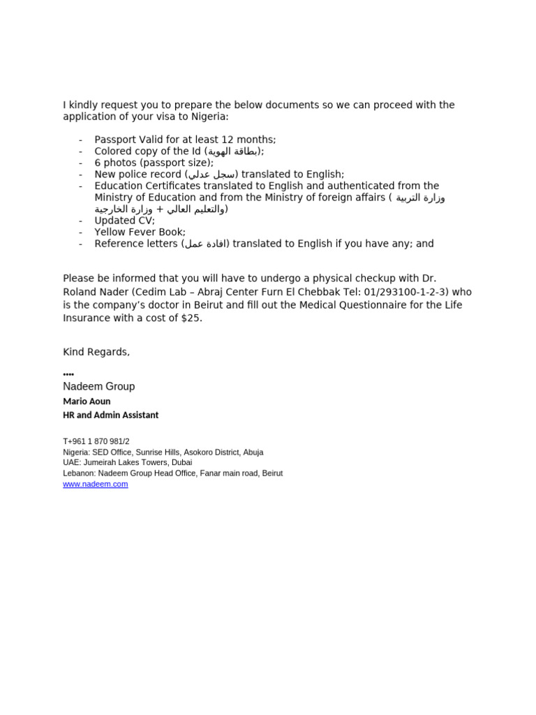 Visa Application Requirements for Nigeria | PDF