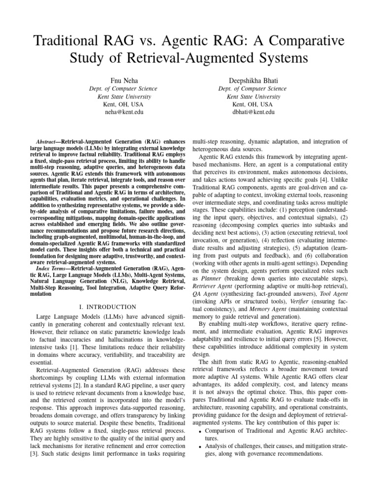 Comparing Traditional and Agentic RAG | PDF | Information Retrieval ...