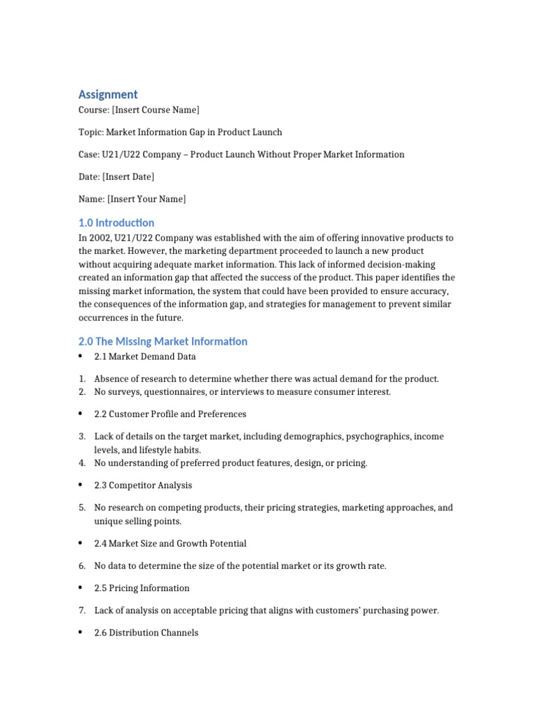 Market Information Gaps in Product Launch | PDF | Market (Economics ...