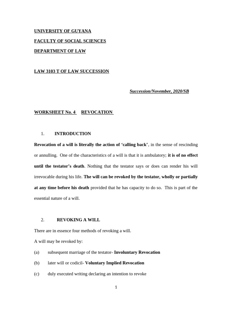 Revocation of Wills: Legal Overview | PDF | Will And Testament | Annulment