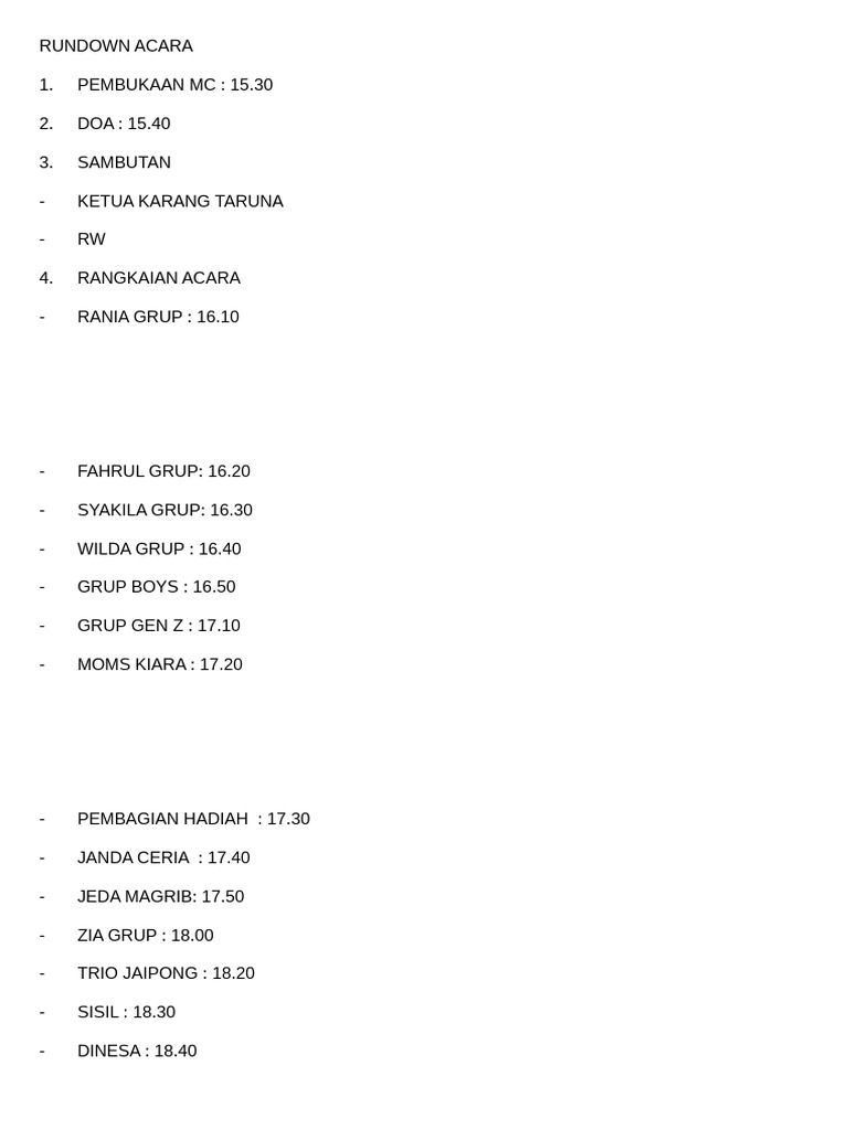 Rundown Acara - 20250829 - 020243 - 0000 | PDF