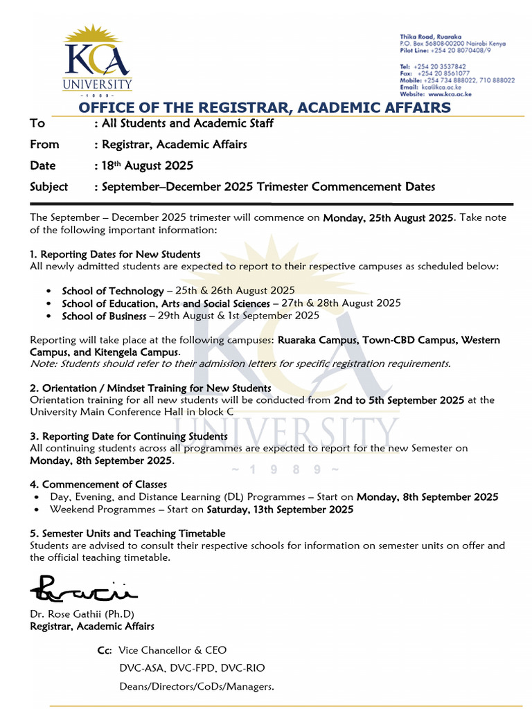 FNU Timetable for September 2025 | PDF