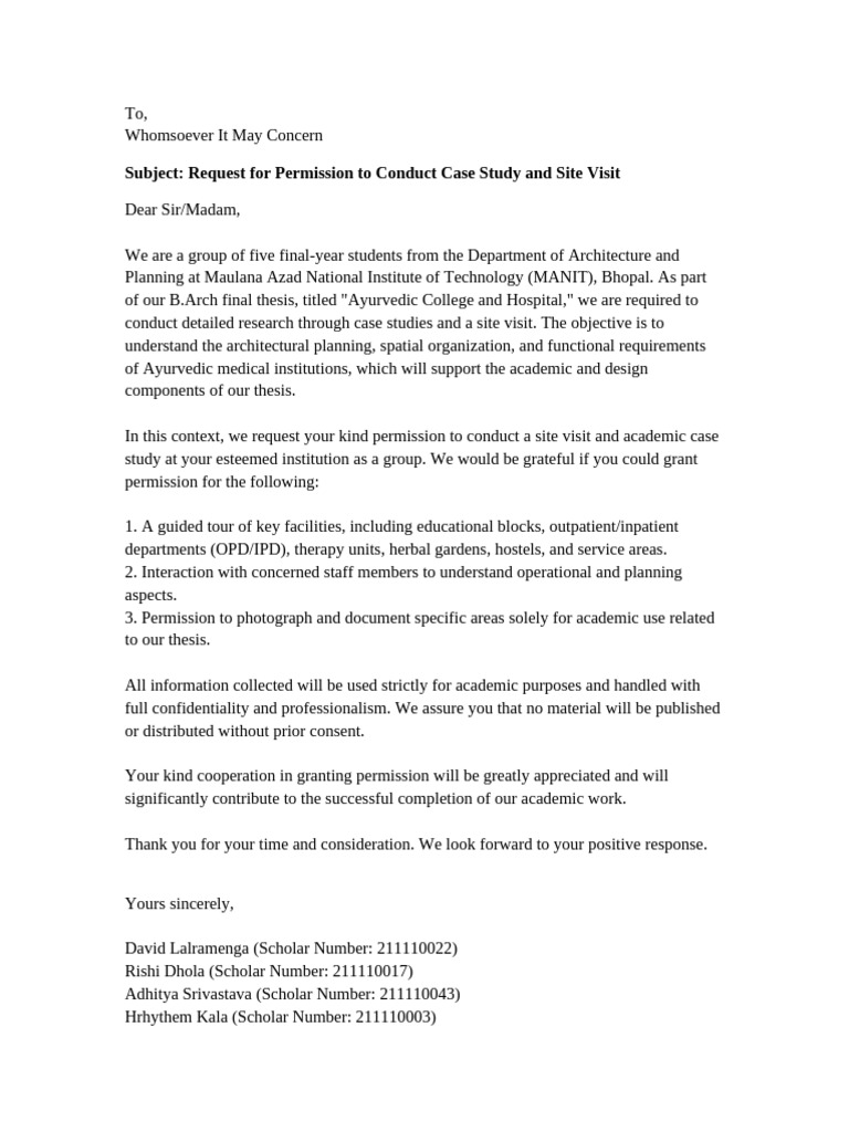 Case Study Request for Ayurvedic Institution | PDF