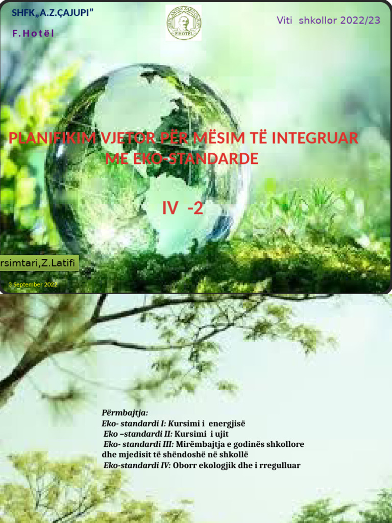 Planifikim Vjetor Per Mesim Te Integruar Meko Standarde KL Iv1 ...