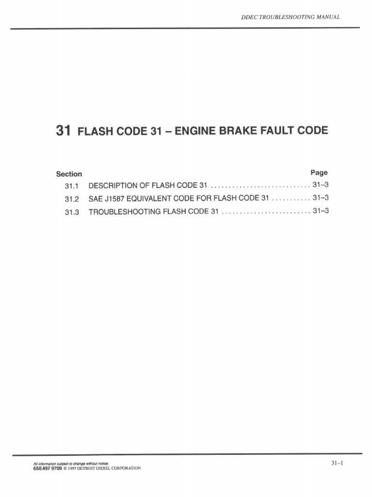 31 Flash Code 31 Engine Brake Fault Code | PDF