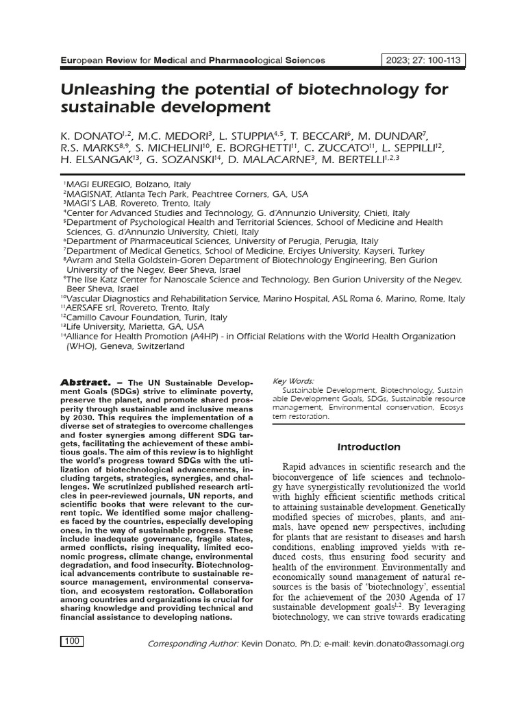 Biotechnology's Role in Achieving SDGs | PDF | Biofuel | Biotechnology