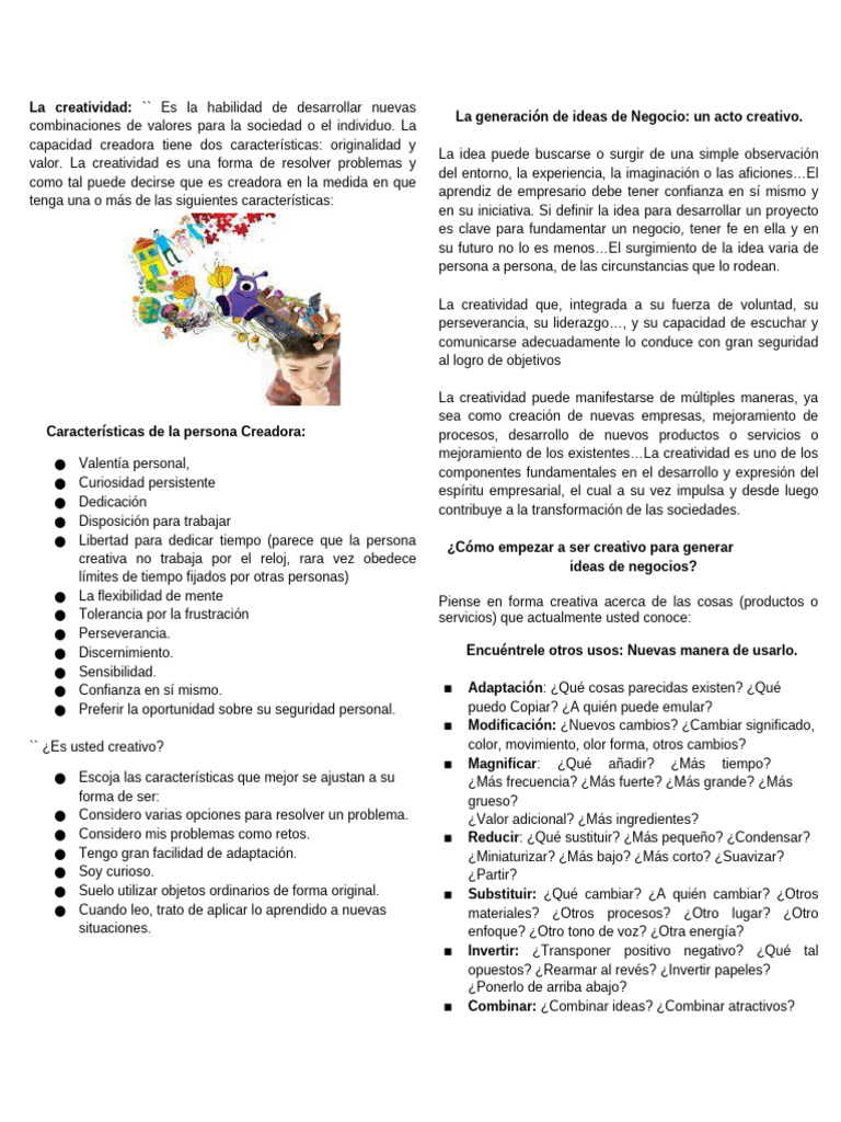 Taller Emprendimiento RRRR | PDF | Iniciativa empresarial | Creatividad