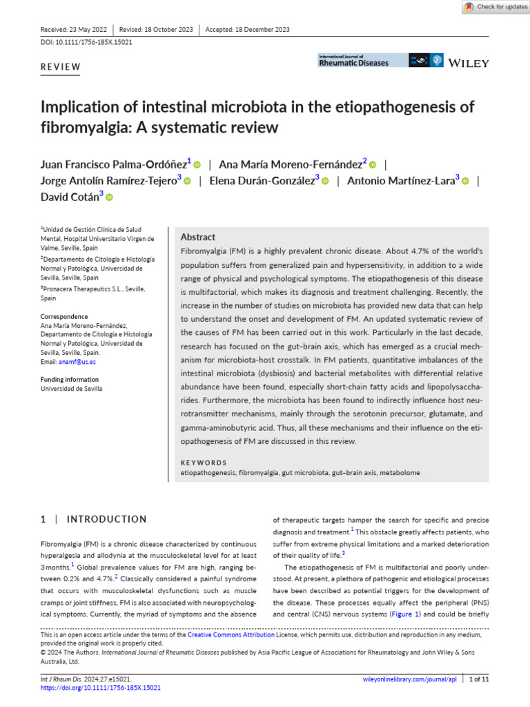 Int J of Rheum Dis - 2024 - Palma Ordóñez - Implication of Intestinal ...