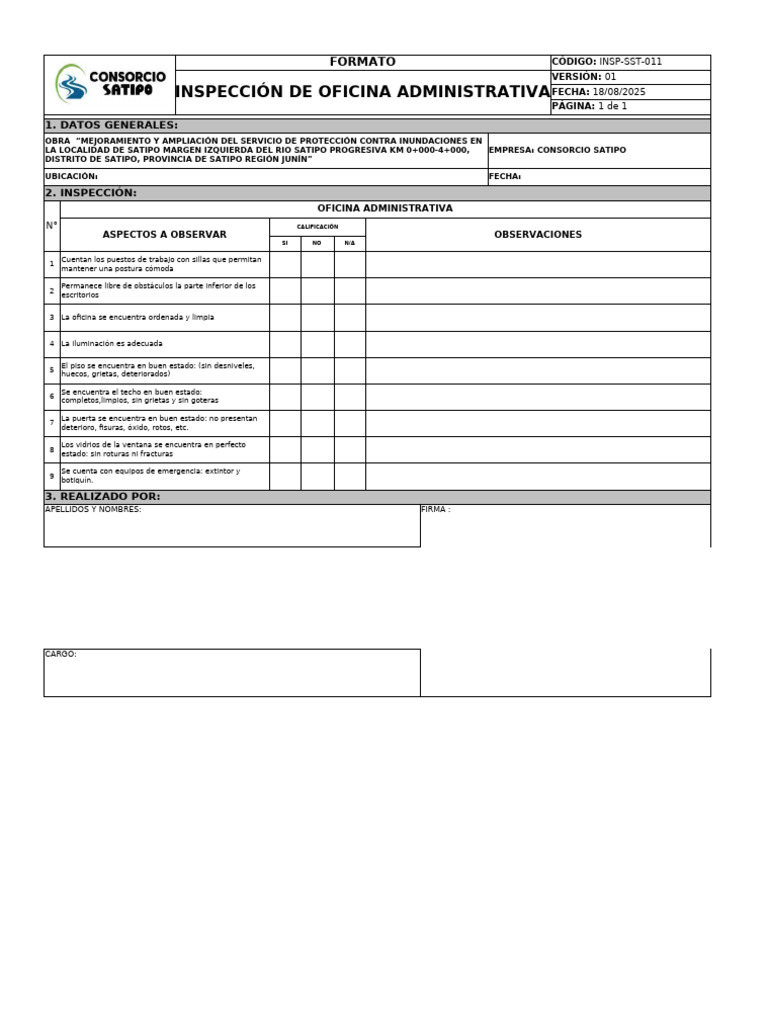 Inspección de Oficina Administrativa | PDF